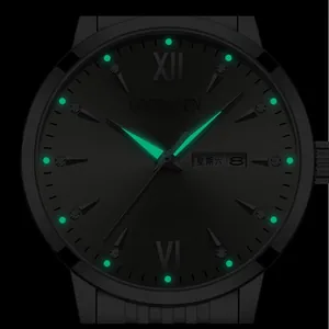 Montre Gubasen pour homme étanche avec affichage de la date et aiguilles lumineuses