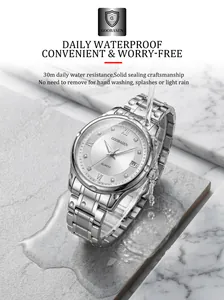 Close-up detail showing 30m daily water resistance of Goobasen women's quartz watch
