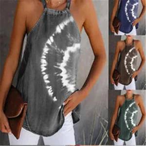 Débardeur dos nu imprimé tie-dye montrant différentes variantes de couleurs pour femmes