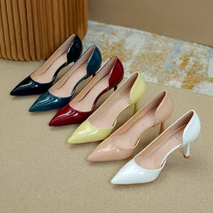 Escarpins d'Orsay à Bout Pointu pour Femmes Stiletto Cuir Verni Miroir Talons Hauts pour Bureau Mariage Soirée