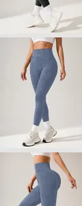 Detailansicht der nahtlosen Yoga-Leggings mit hoher Taille und Sandwasch-Struktur