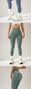 Detailansicht nahtlose sandgewaschene Yoga-Leggings mit hoher Taille und Tasche