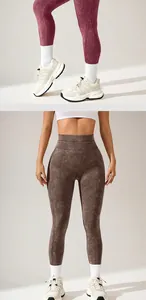 Nahtlose sandgewaschene Yoga-Leggings mit hoher Taille für Fitness und Laufen mit Lifting-Effekt