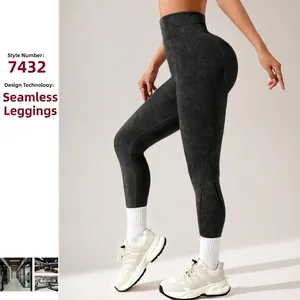 Nahtlose Sand-Washed Yoga-Hose Hohe Taille Po-Lifting Fitness-Leggings Bauchkontrolle Workout Lauftights Für Damen