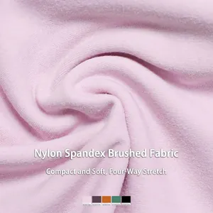 Premium brushed nylon spandex fabric detail with soft 4-way stretch in light pink
