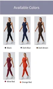 Fünf verschiedene Farben für den figurbetonten ärmellosen Yoga-Einteiler mit Push-up.