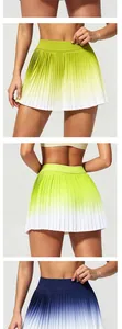 Detail view of breathable gradient pleated tennis skirt with anti-exposure lining