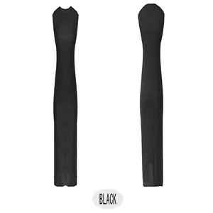 Detail view of black knit hollow sleeveless street style vest dress for women