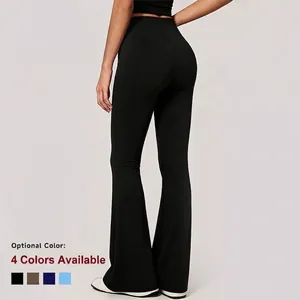 Hoch taillierte ausgestellte Yogahose für Damen mit Bauchkontrolle zum Fitness