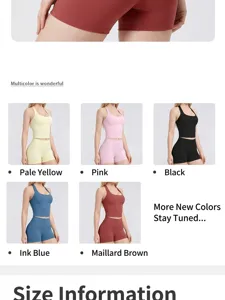 Détail montrant les différentes options de couleur de l'ensemble de yoga