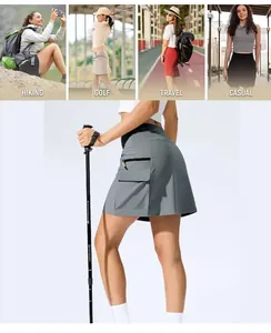 Detailansicht grauer Damen-Sporthose mit hoher Taille, Reißverschlusstasche und Cargo-Design