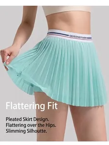 Damen Plissee Tennis Hosenrock Hohe Taille Sportlicher Rock Mit Balltasche Anti-Exponierung Laufen Workout Rock Damen
