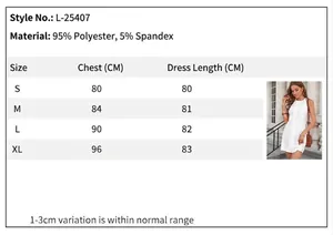 Detailed size chart and material specifications for the white halter hollow sleeveless dress