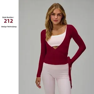 Women Ballet Style Yoga Wrap Top Long Sleeve Modal Fitness Shrug Breathable Pilates Gym Workout Active Top Wear