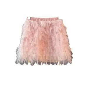Jupe-short en tulle rose à plusieurs épaisseurs avec short de sécurité intégré