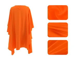 Détail de la robe ample orange grande taille à manches chauve-souris avec gros plans