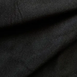 Macro view of black cotton canvas fabric texture showing the detailed weave pattern