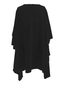 Robe chauve-souris noire à manches longues grande taille pour femmes avec coupe ample plissée