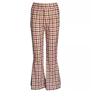 Pantalon évasé à carreaux pour femmes avec une coupe ajustée taille haute