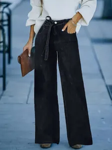 Amerikanische Vintage-Jeans mit hoher Taille und weitem Bein in Dunkelschwarz für Damen