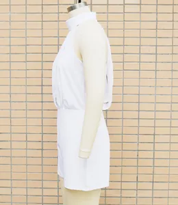 Detailed side profile of a white high-neck sleeveless romper summer jumpsuit on mannequin