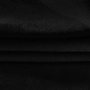 Close-up macro view of the high-quality ribbed black fabric texture for a dress