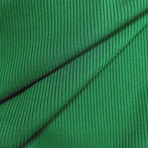 Macro shot of high-quality green ribbed fabric texture for women's fitted bodysuit