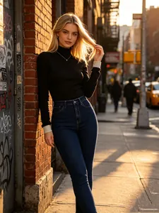 Women High Waisted Stretchy Skinny Jeans Washed Denim Pencil Pants Slim Fit Vintage Dark Blue Cotton Blend Casual Long Trousers