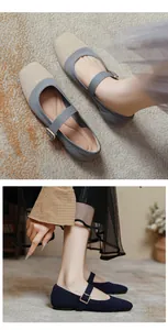 Vue détaillée des ballerines Mary Jane en maille avec une bride à boucle réglable