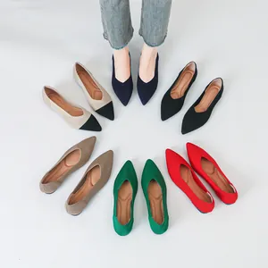 Ballerine a punta in maglia da donna in diversi colori scarpe basse comode e traspiranti