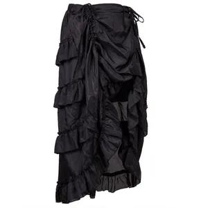 Black ruffled high-low performance skirt with gothic pirate style steampunk design