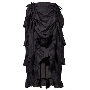 Gothic black high-low ruffled skirt perfect for Halloween and pirate costume performances