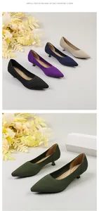 Elegante spitze Strickschuhe mit Pfennigabsatz in mehreren Farben