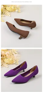 Details von Flyknit-Kitten-Heels mit spitzer Zehenpartie in Braun und Lila