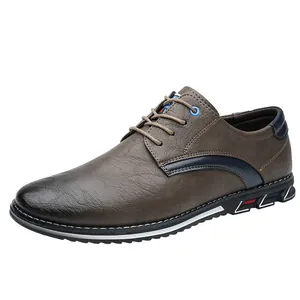 Chaussures en cuir marron pour hommes avec lacets classiques et finition texturée élégante