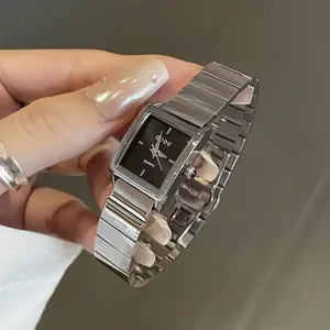 GUOU Nuevo Reloj de Cuarzo Cuadrado Vintage para Mujer Moda Minimalista Lujo Ligero Cadena de Acero de Aleación Reloj de Pulsera Resistente al Agua Regalo