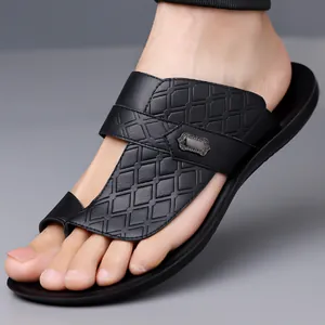Men Sandals PU Leather Casual Beach Shoes Non-Slip Soft Sole Big Size Outdoor Footwear Middle Eastern Style Fashion Slippers