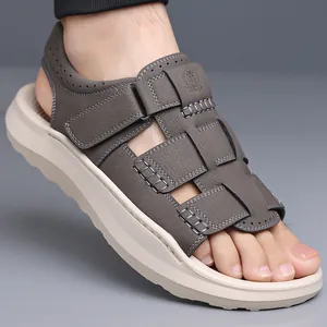 Sandali casual grigi da uomo, traspiranti, con suola spessa antiscivolo durevole