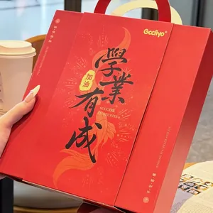 Red Chinese-style watch gift box set for students with Success in Studies design