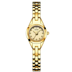 Elegante vintage gouden kwartshorloge voor dames met luxe kettingband en GEDI-wijzerplaat