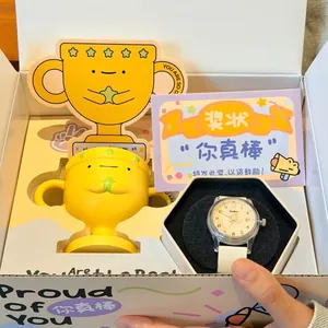 Coffret cadeau montre Gccliyo en silicone blanc avec trophée amusant et certificat
