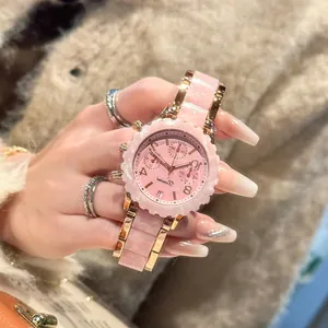 Luxus Mode Damen Quarzuhr Elegant Strass Eingelegt Künstliche Keramik Armband Kleine Zifferblatt Armbanduhr Mit Kalenderfunktion