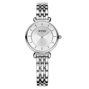 Minimalistische Damen-Quarzuhr mit silbernem Stahlband und elegantem Gliederarmband