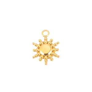 Elegant gold 304 stainless steel sunburst star pendant charm for DIY jewelry making