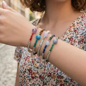 Boheemse Etnische Stijl Handgemaakte Kralen Armband Vrouwen Halfedelsteen Tijgeroog Turkoois Verstelbare Armband Sieraden Cadeau