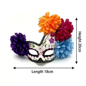 Detailed Mexican Day of the Dead floral skull mask, size 18cm length and 20cm height