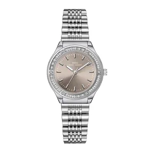 Reloj de lujo IBSO en plata con bisel de diamantes y esfera analógica elegante