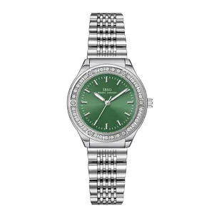 Montre Quartz Femme Bracelet Acier Inoxydable Lunette Strass Étanche Élégante Mode Montre Analogique Boucle Papillon