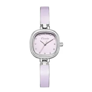 Montre bracelet carrée élégante pour femme avec cadran lavande et strass