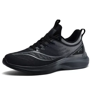 Lichtgewicht en ademende zwart grijze mesh hardloopsneakers voor actieve dames en heren